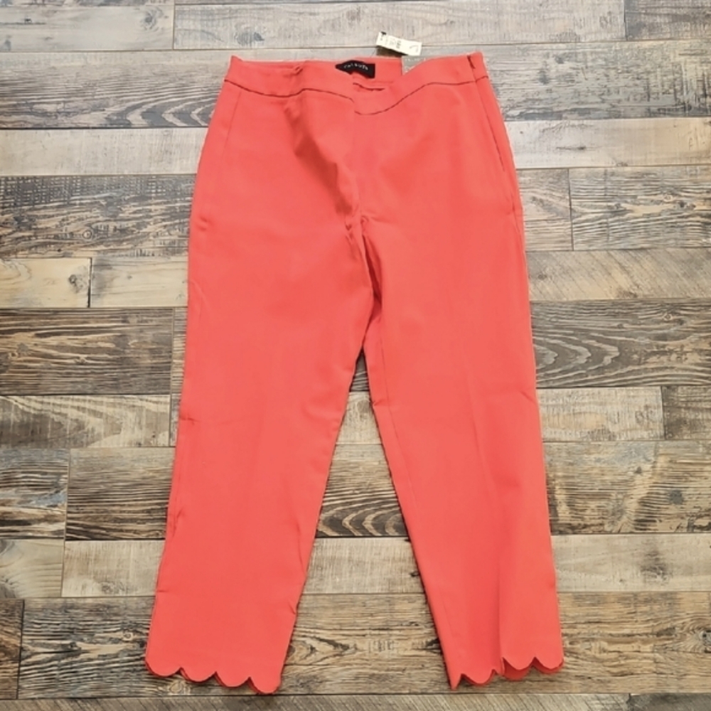 NWT Talbots Coral Ankle Cropped Pants with Scalloped Hem
